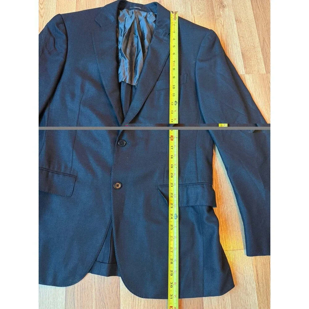 Ermenegildo Zegna Men 40R Blazer Wool Silk Made in Italy Navy Blue Sport Coat